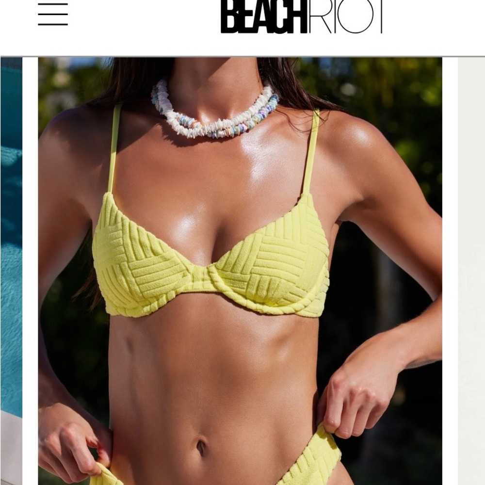 Beach Riot Citrine Crush Camilla Textured Bikini Top